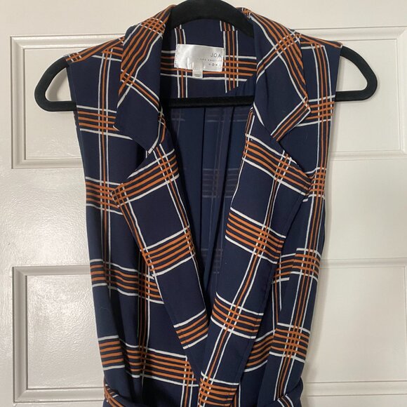 J.O.A. Orange and Blue Plaid Wrap Dress - Picture 2 of 5